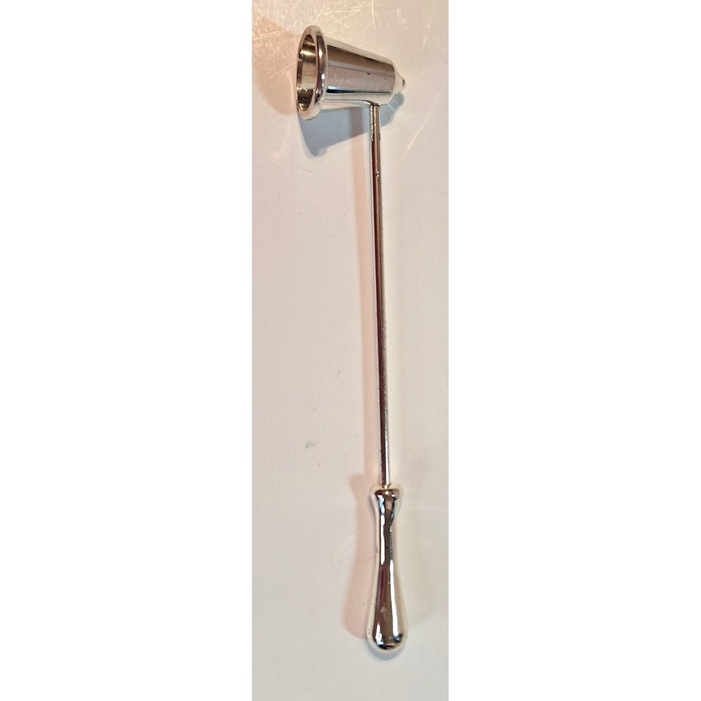 Vintage Silver Tone Metal Candle Snuffer Long Handle Cone Bell 9.5 Inch